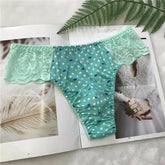 Fancy Green Polka Dot Lace Thong - Cissify