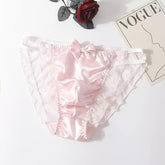 Satin Frilly Panties Knickers with Lace Trim - Cissify