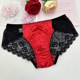 Sexy Red Satin & Black Lace Panties - Cissify