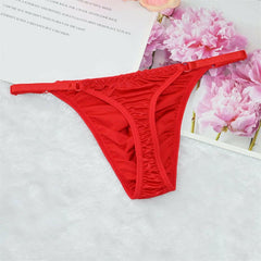Adjustable Thin Strap Red Lace Thong - Cissify