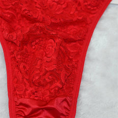 Adjustable Thin Strap Red Lace Thong - Cissify