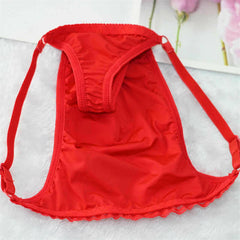 Adjustable Thin Strap Red Lace Thong - Cissify