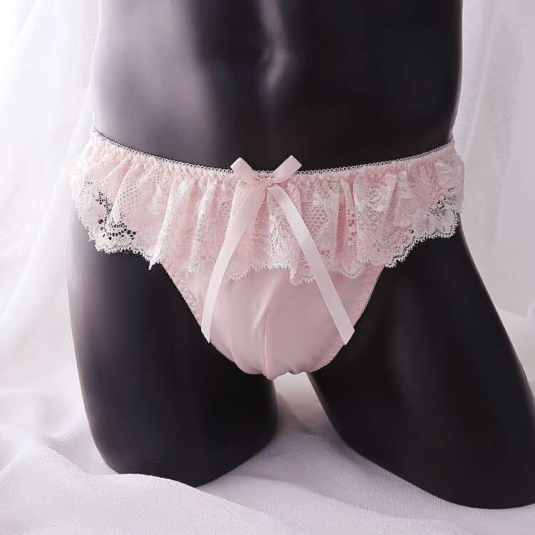 Cute Pink Lace Bow Panties for Men - Cissify