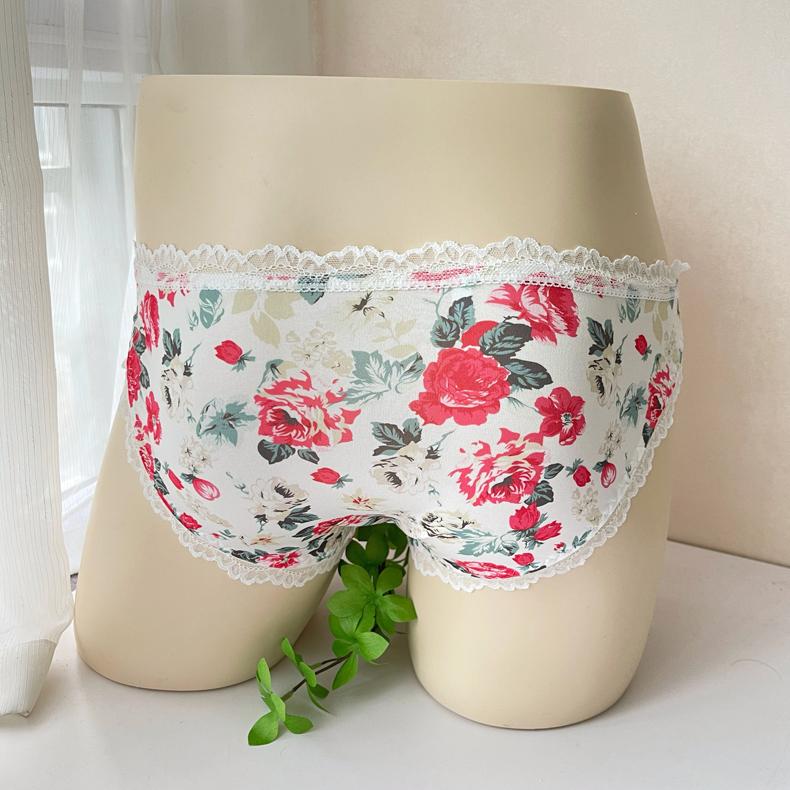 Fancy Floral Satin Lace Trim Men's Panties - Cissify