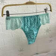 Fancy Green Polka Dot Lace Thong - Cissify