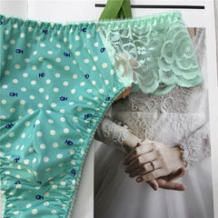 Fancy Green Polka Dot Lace Thong - Cissify