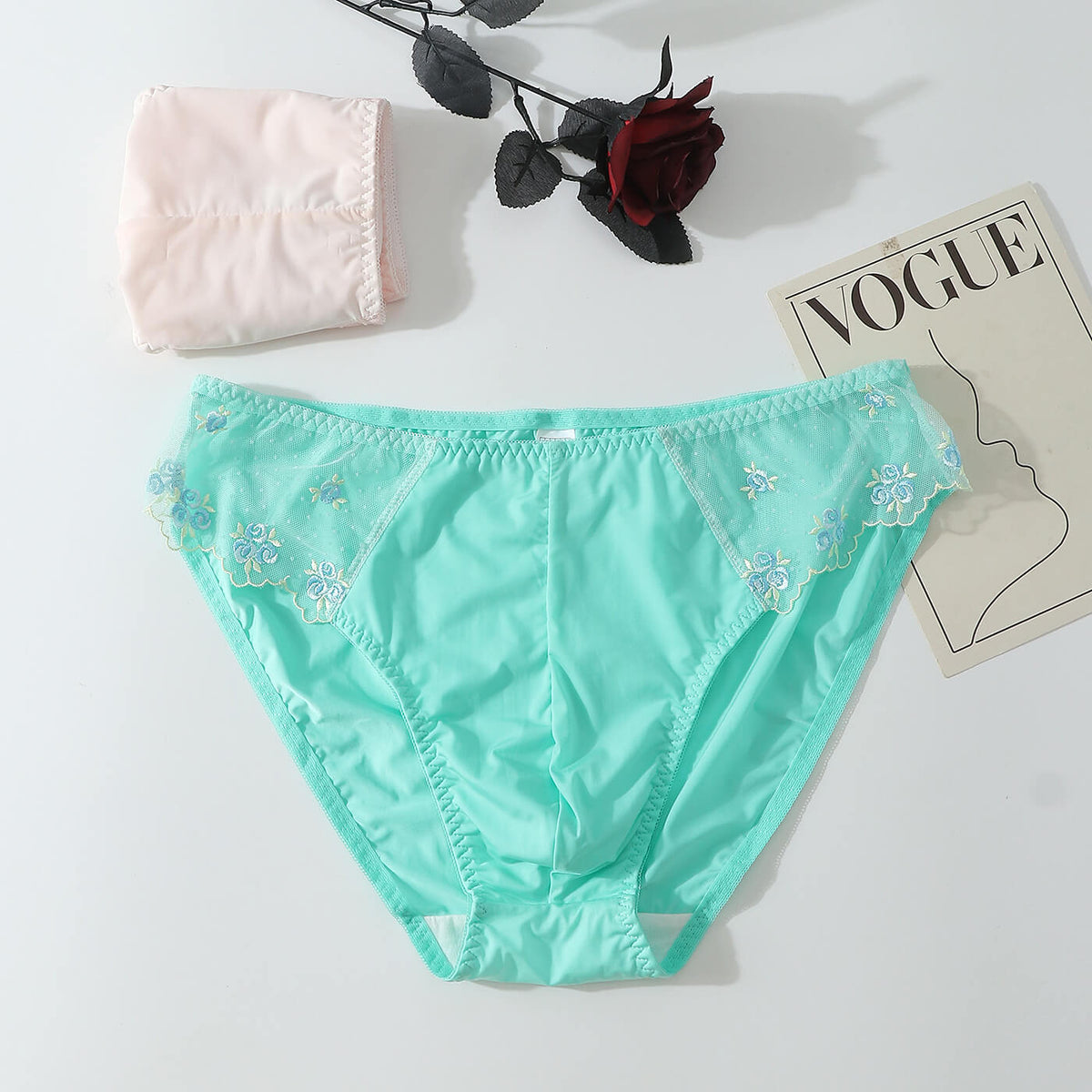 Fancy Satin Floral Lace Men's Panties - Cissify
