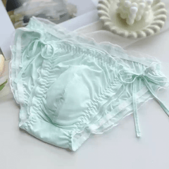 Frilly Side Tie Men's Satin Panties - Cissify