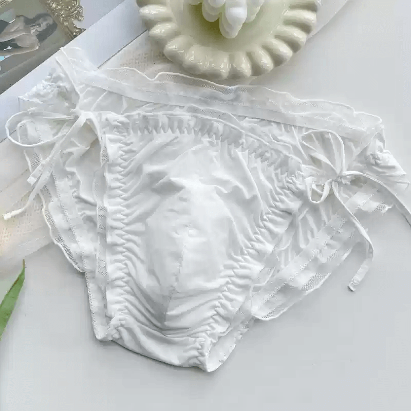 Frilly Side Tie Men's Satin Panties - Cissify