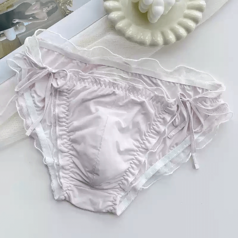 Frilly Side Tie Men's Satin Panties - Cissify