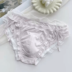 Frilly Side Tie Men's Satin Panties - Cissify