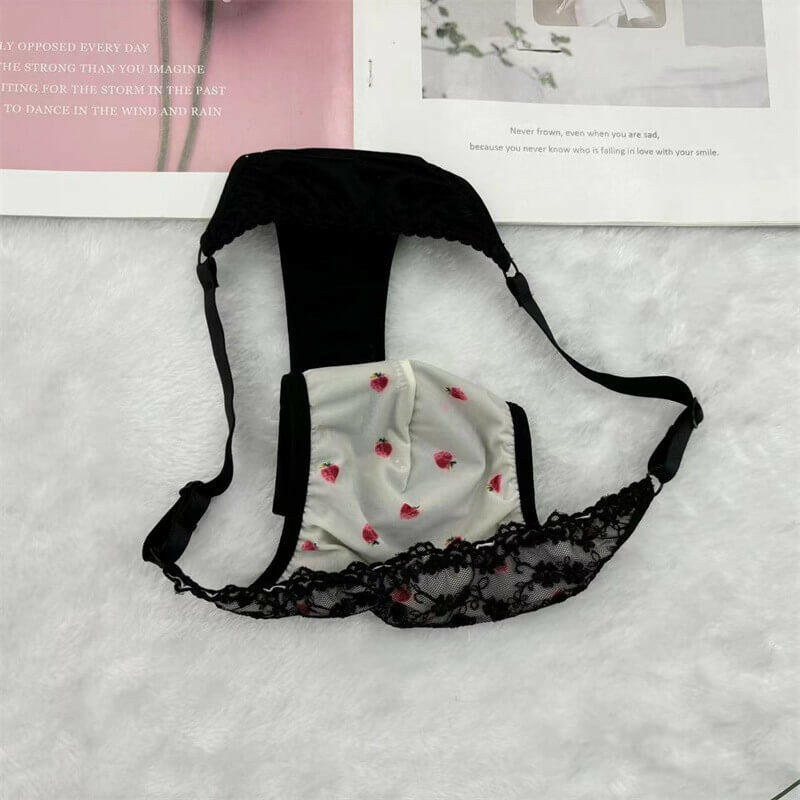 Lace Mens Thong Panties with Adjustable Thin Strap - Cissify