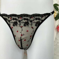 Lace Mens Thong Panties with Adjustable Thin Strap - Cissify