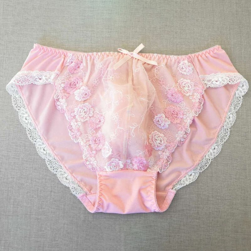 Pink Cute Panties for Men with Lace Trim - Cissify