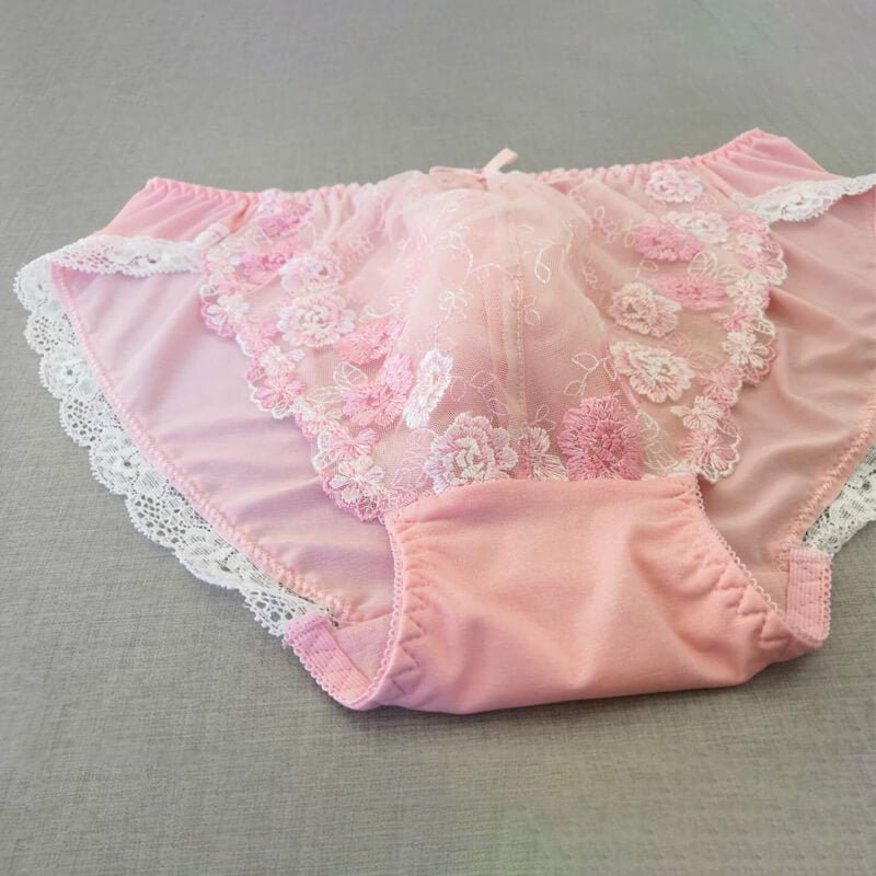 Pink Cute Panties for Men with Lace Trim - Cissify