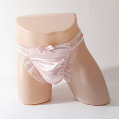 Satin Frilly Panties Knickers with Lace Trim - Cissify