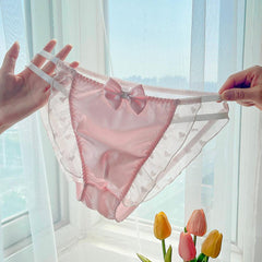 Satin Frilly Panties Knickers with Lace Trim - Cissify