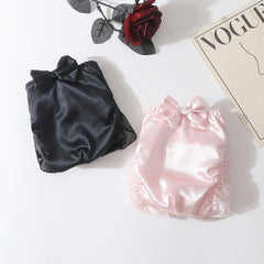 Satin Frilly Panties Knickers with Lace Trim - Cissify