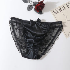Satin Frilly Panties Knickers with Lace Trim - Cissify