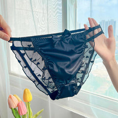 Satin Frilly Panties Knickers with Lace Trim - Cissify