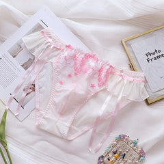Sexy Pink Mesh Embroidered Lace Panties - Cissify