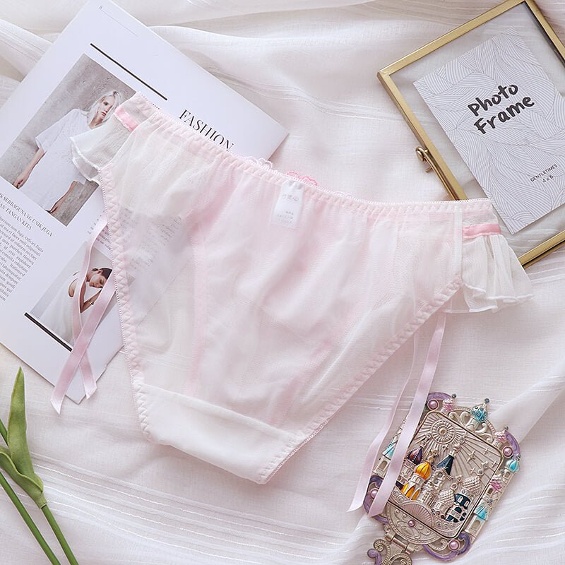 Sexy Pink Mesh Embroidered Lace Panties - Cissify