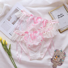 Sexy Pink Mesh Embroidered Lace Panties - Cissify