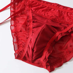 Sexy Red Lace Bow Panties for Men - Cissify