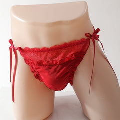 Sexy Red Lace Bow Panties for Men - Cissify