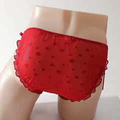 Sexy Red Lace Bow Panties for Men - Cissify