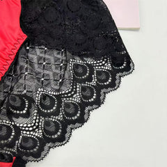 Sexy Red Satin & Black Lace Panties - Cissify