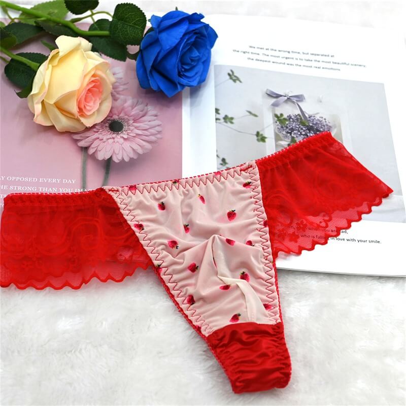 Sexy Red Thong with Lace Trim - Cissify