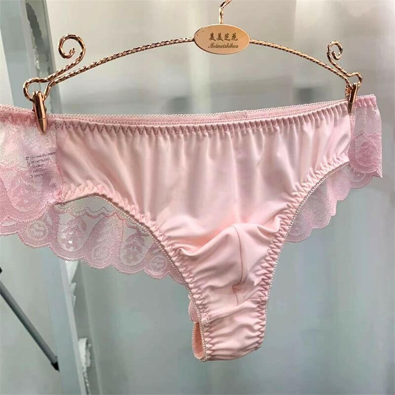 Sexy Satin Pink Men's Thong Underwear - Cissify